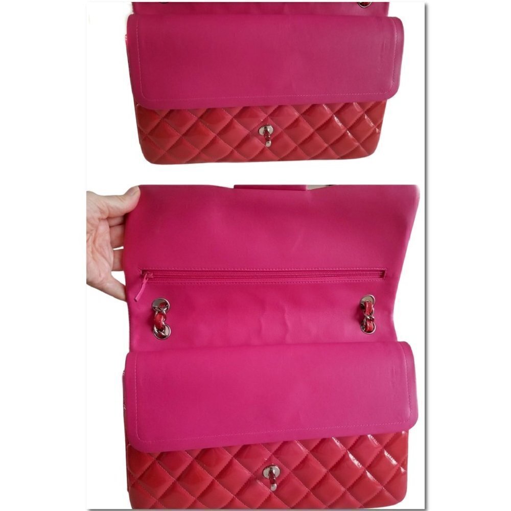 Authentic Chanel Red Patent Leather Jumbo Classic Double Flap Chain Shoulderbag - Picture 7 of 13